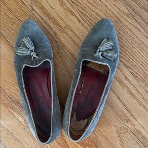 Saint Laurent Gray Suede Tassel Loafers